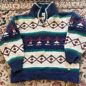 Del Mundo Eldorado Springs Wool Ecuador Chunky Pull Over Sweater Large